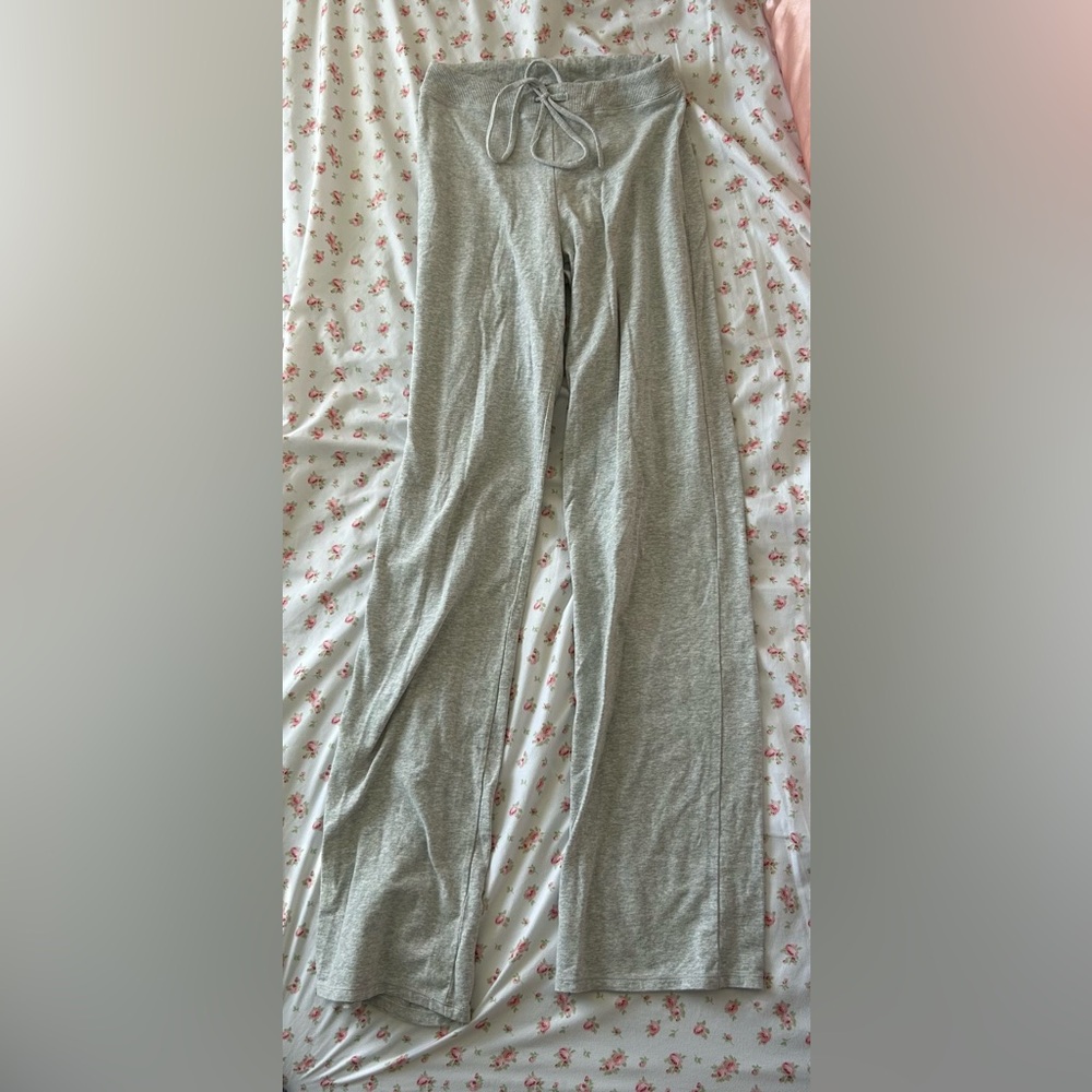 Skims Cotton Jersey Straight Leg Pants Light Heather Grey